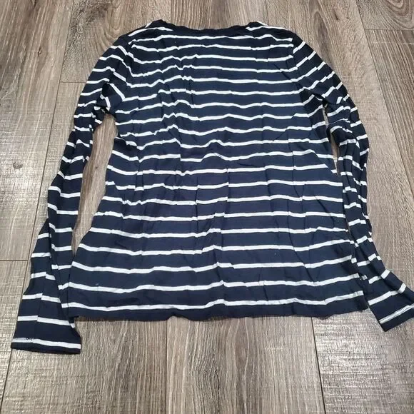 Girls Abercrombie Kids Long Sleeve Shirt Size 13-14 Navy and White Striped Shirt - Picture 5 of 5